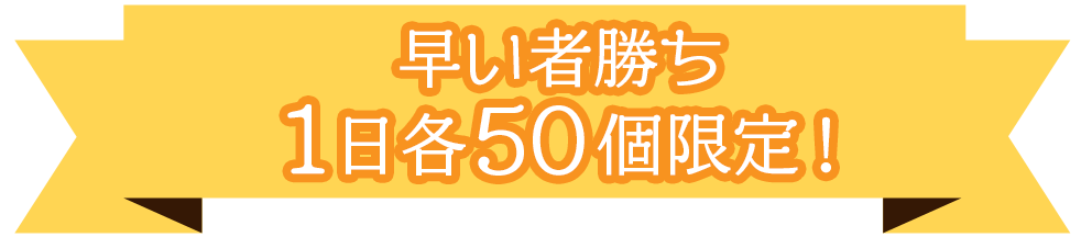 早い者勝ち 1日各300個限定!