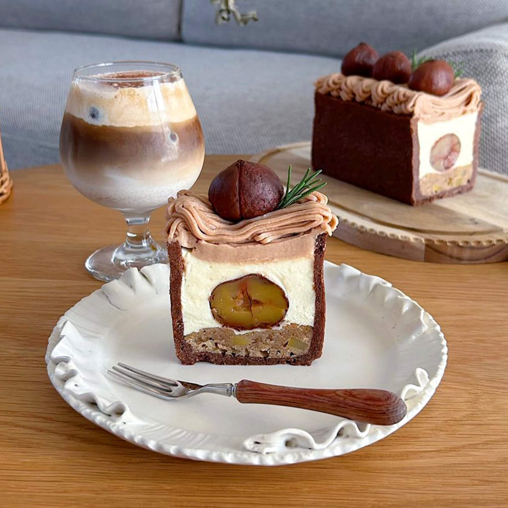 栗たっぷりモンブラン×レアチーズのタルト